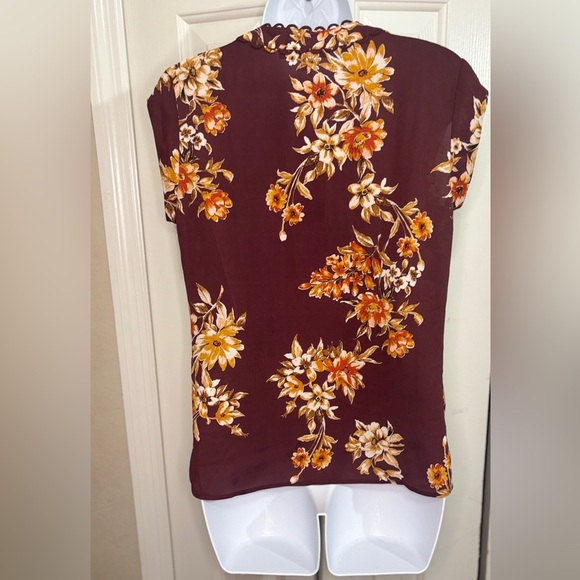 Daniel Rainn Burgundy Floral Blouse | Size PXS | NWT - Picture 2 of 13